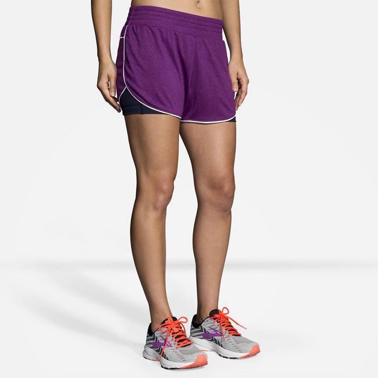 Brooks REP 3 2-IN-1 Running Shorts Womens Online - Purple (LFI846973)